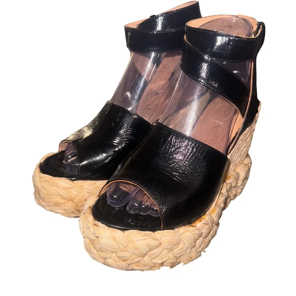 Paloma Barceló EU 40 Leather Espadrille Platform Wedge Sandals Made in Spain